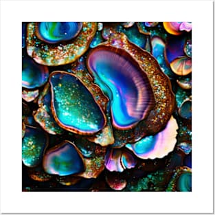 Glittery Colorful Clam And Shell Texture Posters and Art